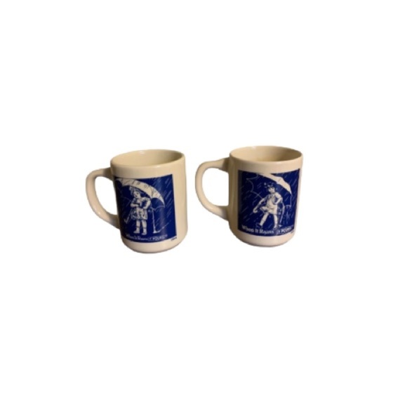 Vintage Morton Salt Ceramic Logo Mugs (2 Pcs.) - Picture 1 of 8